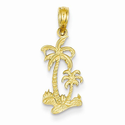 14k Gold Double Palm Trees pendant, Stylish Pendants for Necklace