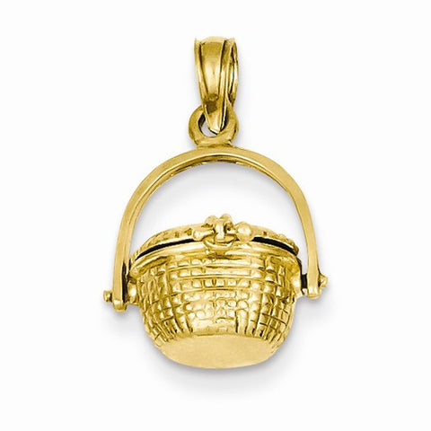 14k Gold 3-D Nantucket Basket Pendant, Pendants for Necklace