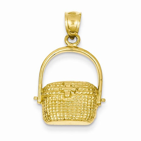 14k Gold Large Nantucket Basket Pendant, Pendants for Necklace