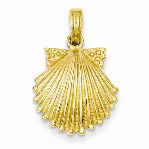 14k Gold Scallop Shell Pendant, Fine Pendants for Necklace