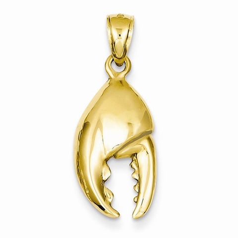 14k Gold 3-D Moveable Stone Crab Claw Pendant, Pendants for Necklace