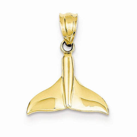 14k Gold Solid Polished Open-Backed Whale Tail Pendant, Pendants for Necklace