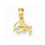 14k Gold Mini Double Dolphins Swimming Pendant, Pendants for Necklace