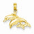 14k Gold Double Dolphins Jumping Left Pendant, Pendants for Necklace