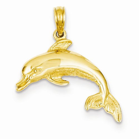 14k Gold Dolphin Swimming Pendant, Pendants for Necklace