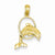 14k Gold Dolphin Jumping Through Hoop Pendant, Pendants for Necklace