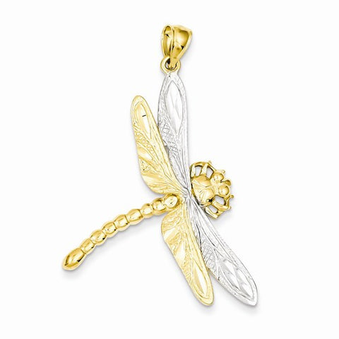 14k Gold with Rhodium Dragonfly pendant, Alluring Pendants for Necklace