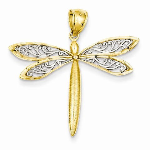 14k Gold with Rhodium Dragonfly pendant, Appealing Pendants for Necklace