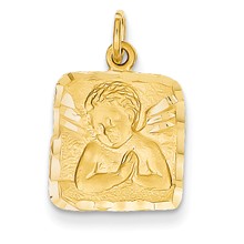 14k Gold Satin & Diamond -cut Angel Charm hide-image
