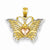14k Gold Yellow & Rose w/Rhodium Butterfly with Heart Pendant, Pendants for Necklace