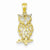 14k Gold & Rhodium Owl Pendant, Pendants for Necklace