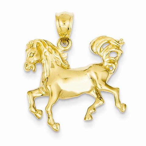 14k Gold Horse with Tail Up Pendant, Pendants for Necklace
