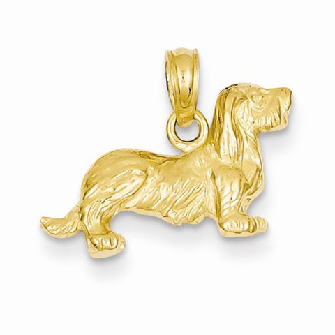 14k Gold Long-Haired Dachshund Dog Pendant, Pendants for Necklace