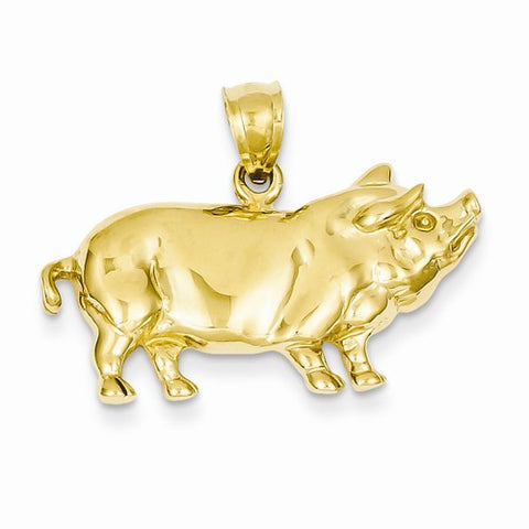 14k Gold Pot Belly Pig Pendant, Pendants for Necklace