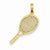 14k Gold Solid Polished 3-D Tennis Racquet Pendant, Pendants for Necklace
