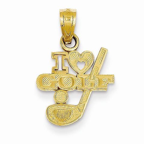 14k Gold I (Heart) Golf, Club with Ball Pendant, Pendants for Necklace