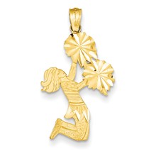 14k Gold Diamond Cut Cheerleader Charm hide-image