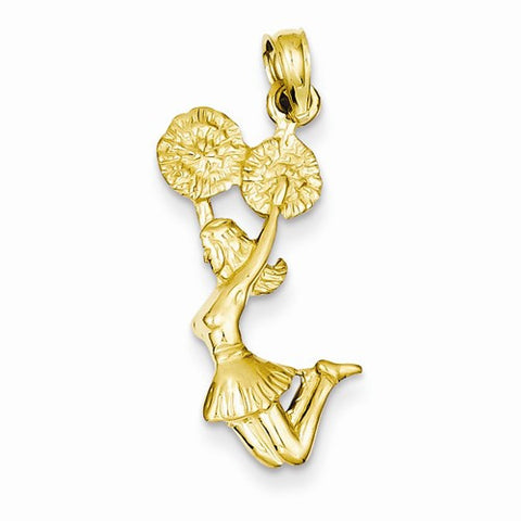 14k Gold 3-D Jumping Cheerleader Pendant, Pendants for Necklace