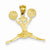 14k Gold Cheerleader Jumping with Pom-Poms Pendant, Pendants for Necklace