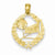 14k Gold Volleyball Story in Leaf Circle Pendant, Pendants for Necklace
