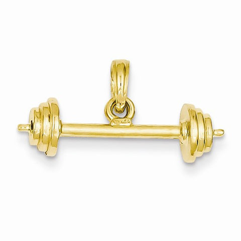 14k Gold 3-D Barbell Pendant, Pendants for Necklace