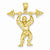 14k Gold Bodybuilder with Weights Pendant, Pendants for Necklace