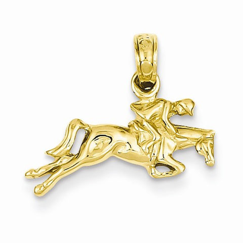 14k Gold Jockey on Jumping Horse Pendant, Pendants for Necklace