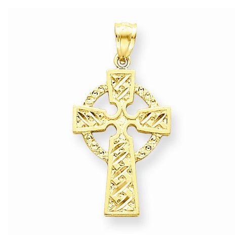 14k Gold Diamond-cut Celtic Cross pendant, Lovely Pendants for Necklace