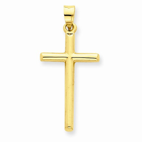 14k Gold Polished Hollow Cross pendant, Pendants for Necklace