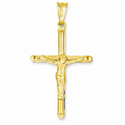 14k Gold Polished Hollow Crucifix Pendant, Pendants for Necklace