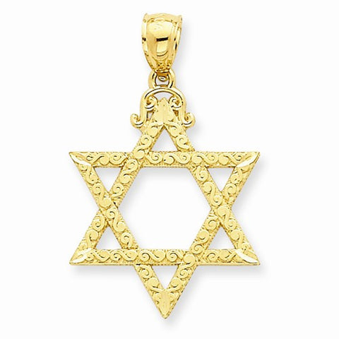 14k Gold Diamond-cut Star of David Pendant, Pendants for Necklace