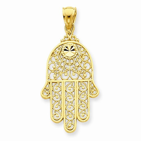 14k Gold Diamond-cut Filigree Chase Pendant, Pendants for Necklace