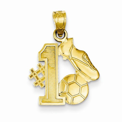 14k Gold #1 Soccer Story with Cleats and Ball Pendant, Pendants for Necklace