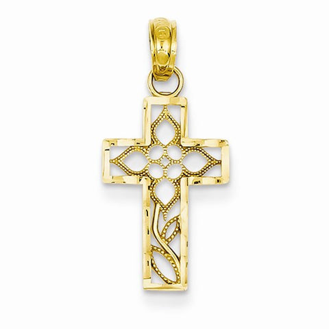14k Gold Diamond-cut Filigree Cross pendant, Beautiful Pendants for Necklace