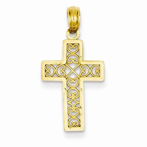 14k Gold Small Filigree Cross Pendant, Pendants for Necklace