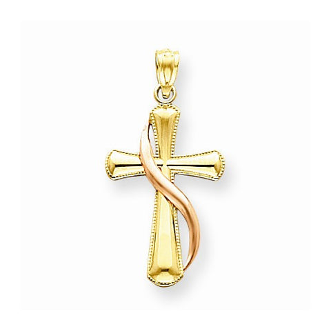 14k Gold Two-tone Polished Cross pendant, Appealing Pendants for Necklace
