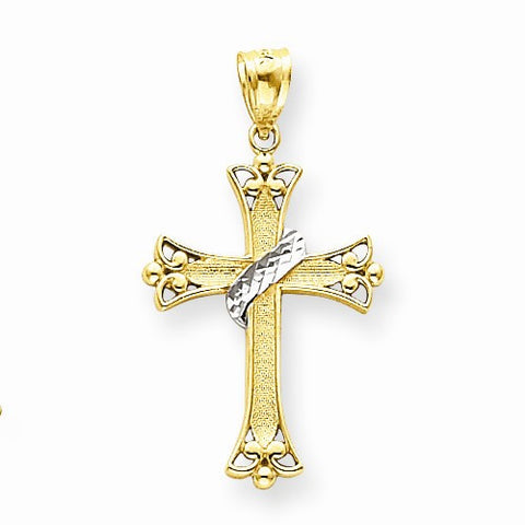 14k Gold w/Rhodium Cross pendant, Adorable Pendants for Necklace