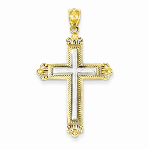 14k Gold Two-tone Cross Pendant, Fine Pendants for Necklace