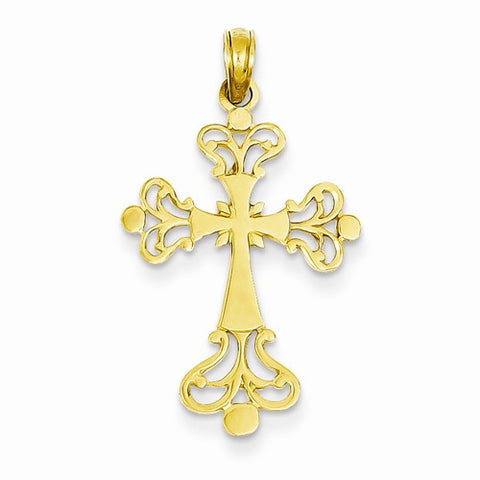 14k Gold Polished Cross Pendant, Pretty Pendants for Necklace