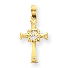 14k Gold Dove Cross Charm hide-image