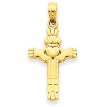 14k Gold Claddagh Cross Charm hide-image