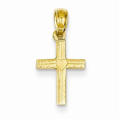 14k Gold Mini Cross Heart Pendant, Pendants for Necklace