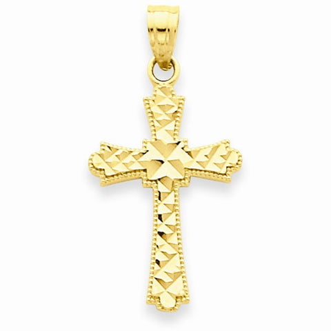 14k Gold Diamond-cut Cross pendant, Pretty Pendants for Necklace