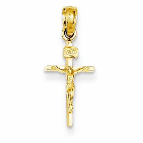 14k Gold Small INRI Crucifix Pendant, Pendants for Necklace
