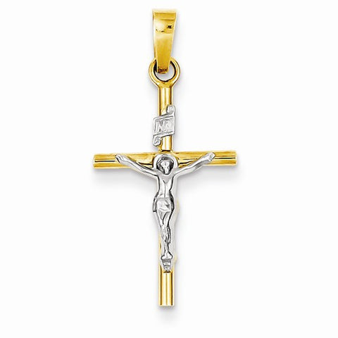 14k Gold Two-tone INRI Crucifix Pendant, Stylish Pendants for Necklace