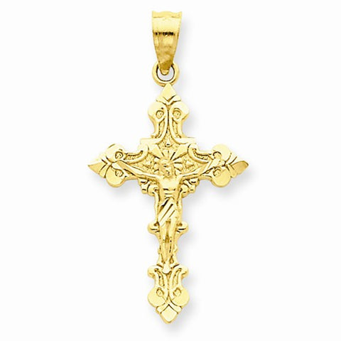 14k Gold Satin w/Diamond-cut Crucifix Pendant, Pendants for Necklace