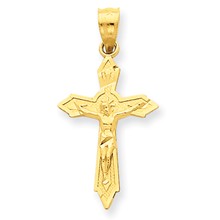 14k Gold Satin & Diamond-cut Crucifix Charm hide-image