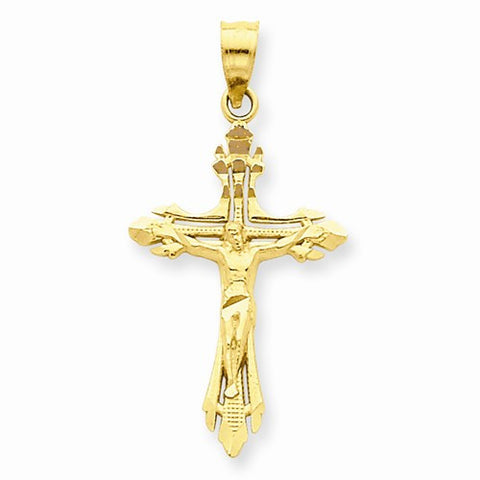 14k Gold Diamond-cut Crucifix pendant, Lovely Pendants for Necklace