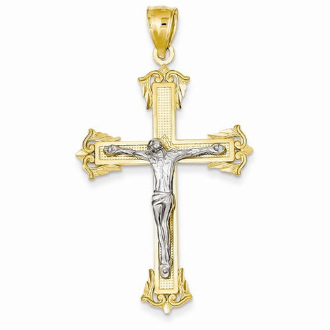 14k Gold Two-tone Crucifix Pendant, Stylish Pendants for Necklace