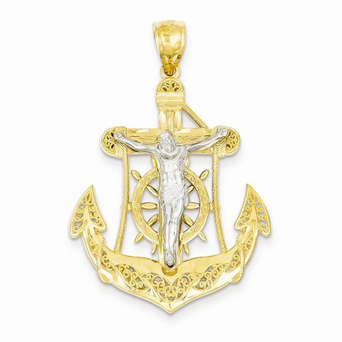 14k Gold Two-tone Mariner's Cross Pendant, Pendants for Necklace